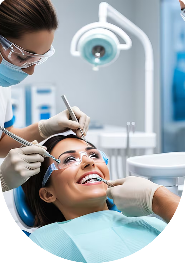 Dentist performing procedure